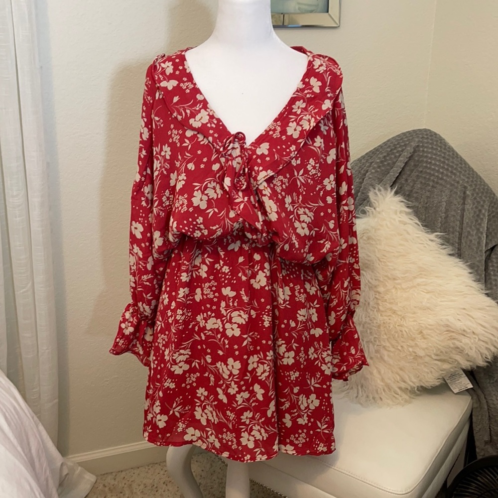 VICI red floral dress